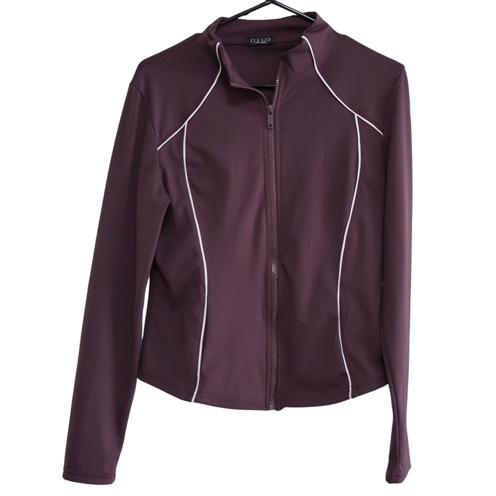OTOS New York Womens XL Full Zip Athletic Jacket PlumPurple White Piping S1150-T